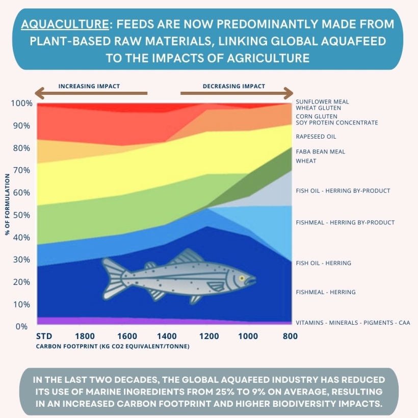 AQUACULTURE: Feeds ARE NOW predominantly made from plant-based raw materials, linking global aquafeed to the impacts of agriculture